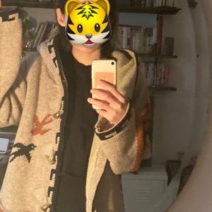 Cardigan hooded sweater knit with picket